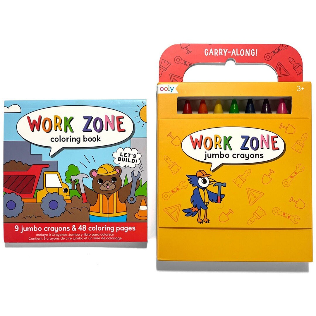 ooly kleurboek met waskrijtjes workzone - 9st | 02.138-027 | 3
