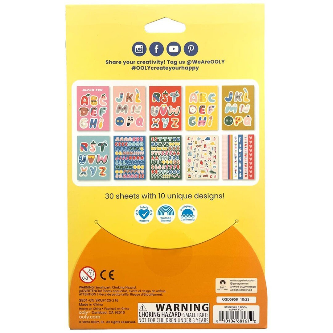 ooly stickerboek stickiville x suzy - alphabet | 02.120-216 | 3