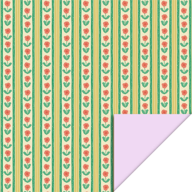 house of products inpakpapier floral stripe - pastel pink - 3 m | P51.359.070