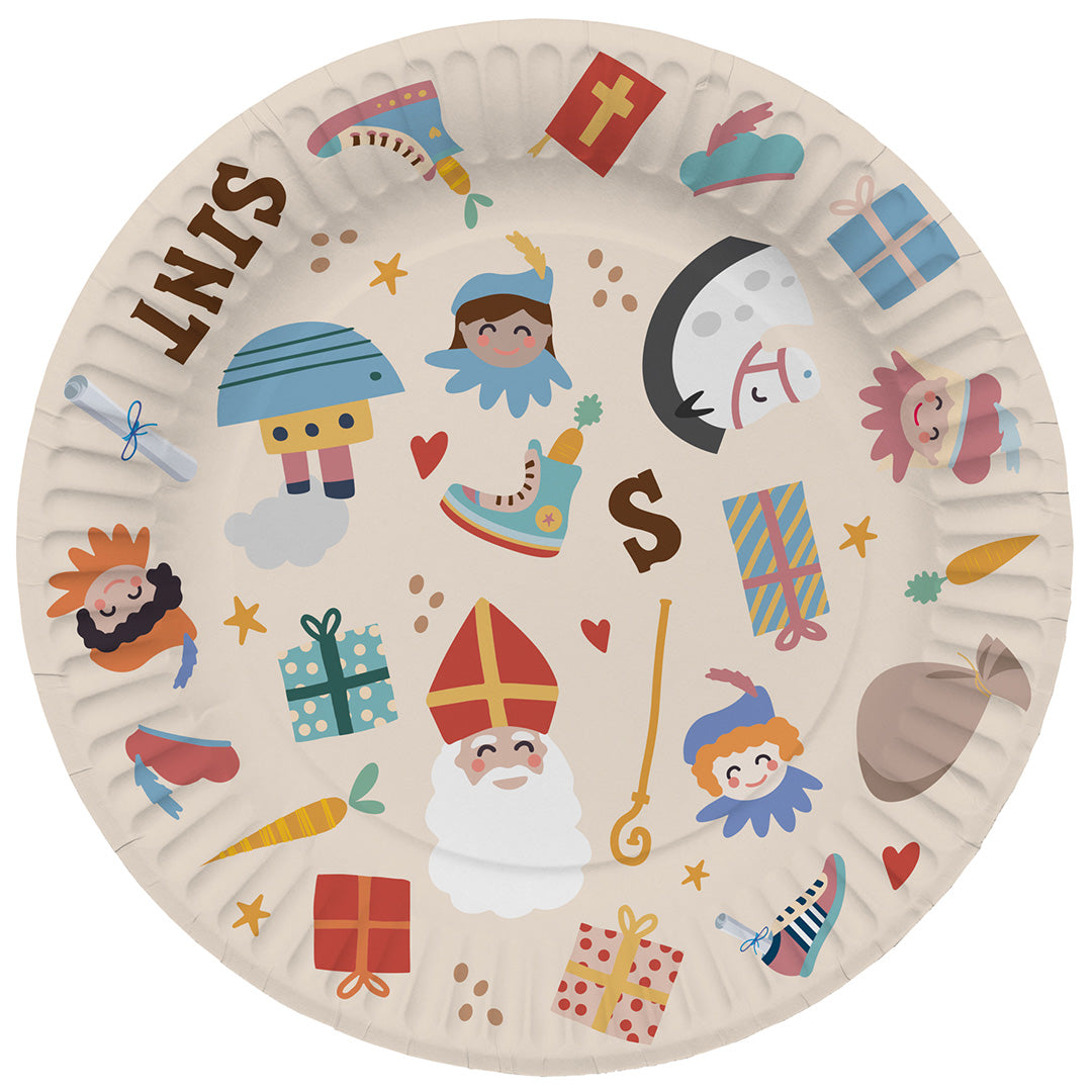 papieren bordjes sint en pieten - 8st   | 65711 | 0