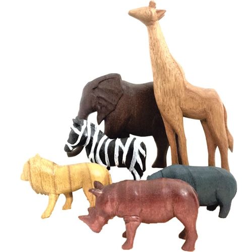 papoose toys afrikaanse dieren - gekleurd - 6st | W/P148 | 0