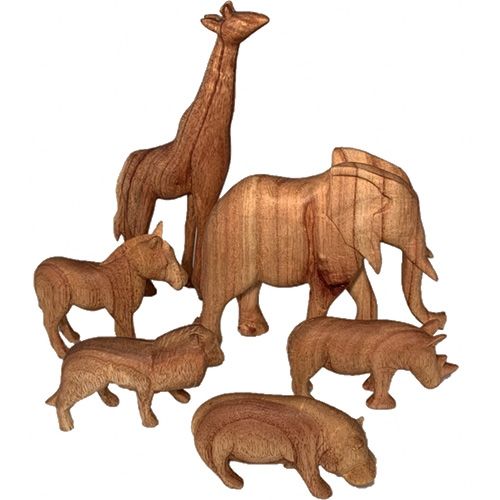 papoose toys afrikaanse dieren - naturel - 6st | W/P148NATURAL | 0