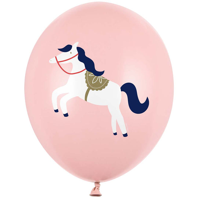 partydeco ballonnen pink horse - 30 cm - 6st | SB14P-316-081J-6 | 1