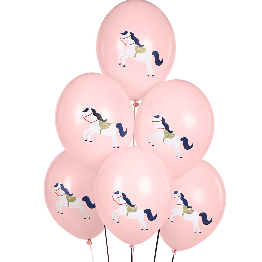 partydeco ballonnen pink horse - 30 cm - 6st | SB14P-316-081J-6 | 2