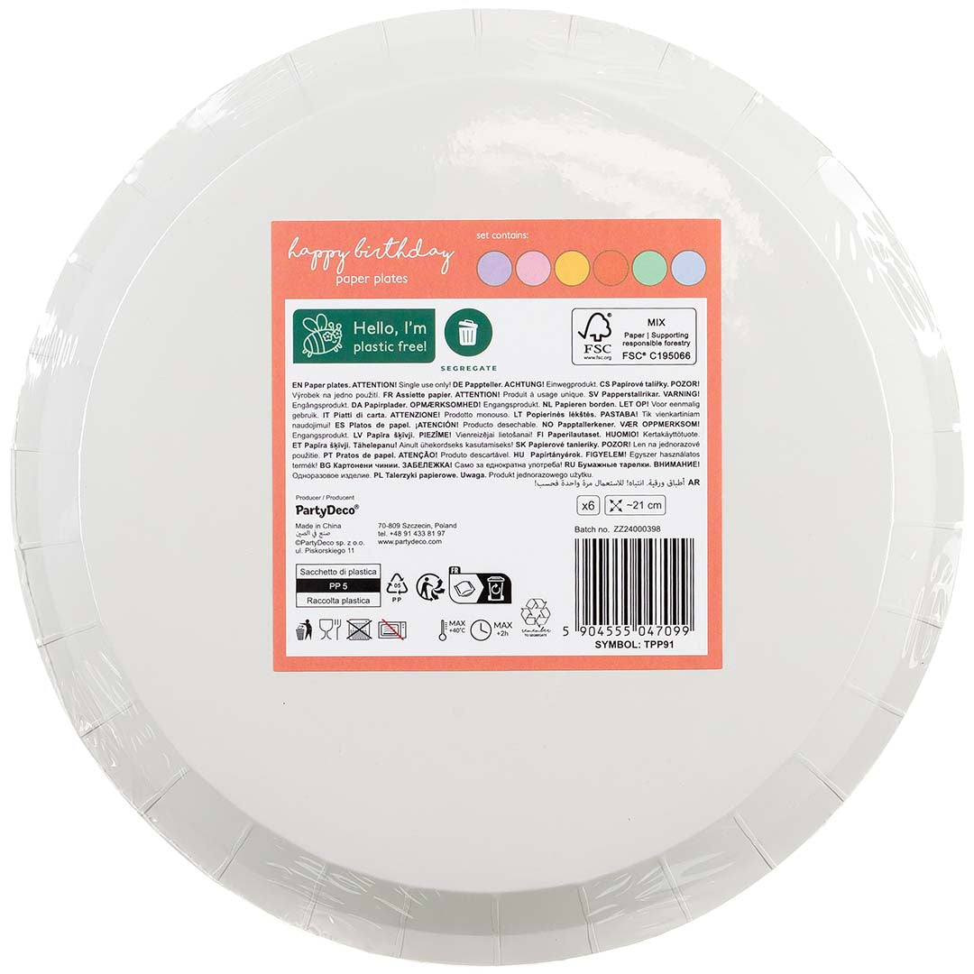 partydeco borden - pastel mix - 6st | TPP91 | 3