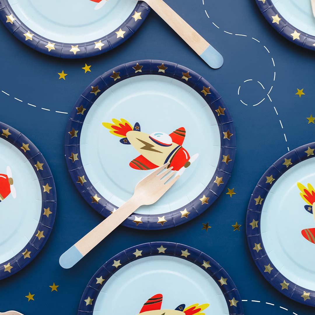 partydeco borden - vliegtuig - 6st | TPP87 | 2