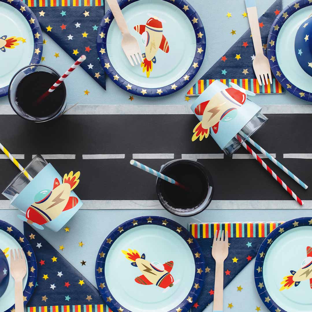 partydeco borden - vliegtuig - 6st | TPP87 | 3