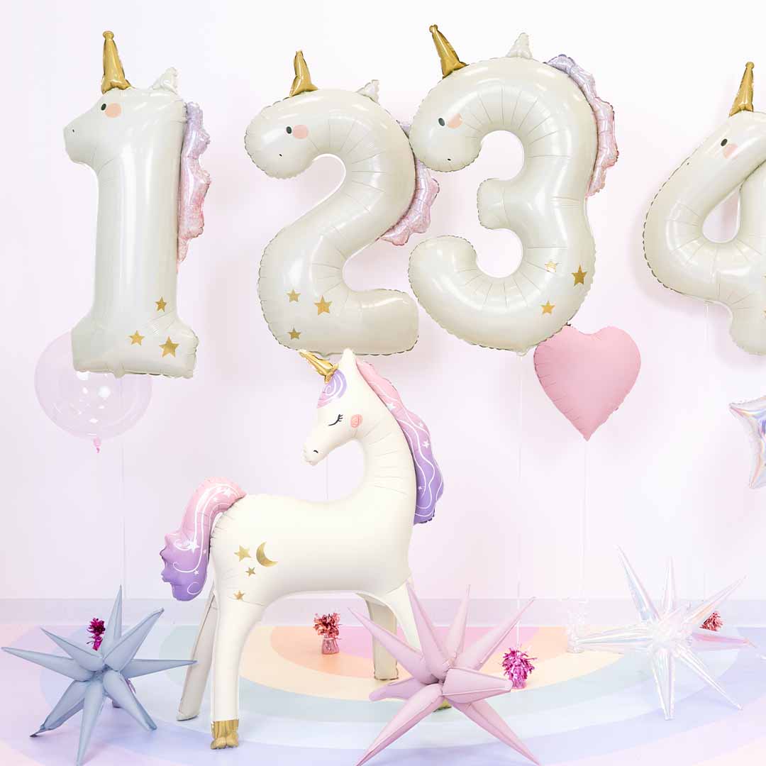 partydeco cijferballon 1 - eenhoorn - 93 cm | FB359-1 | 2