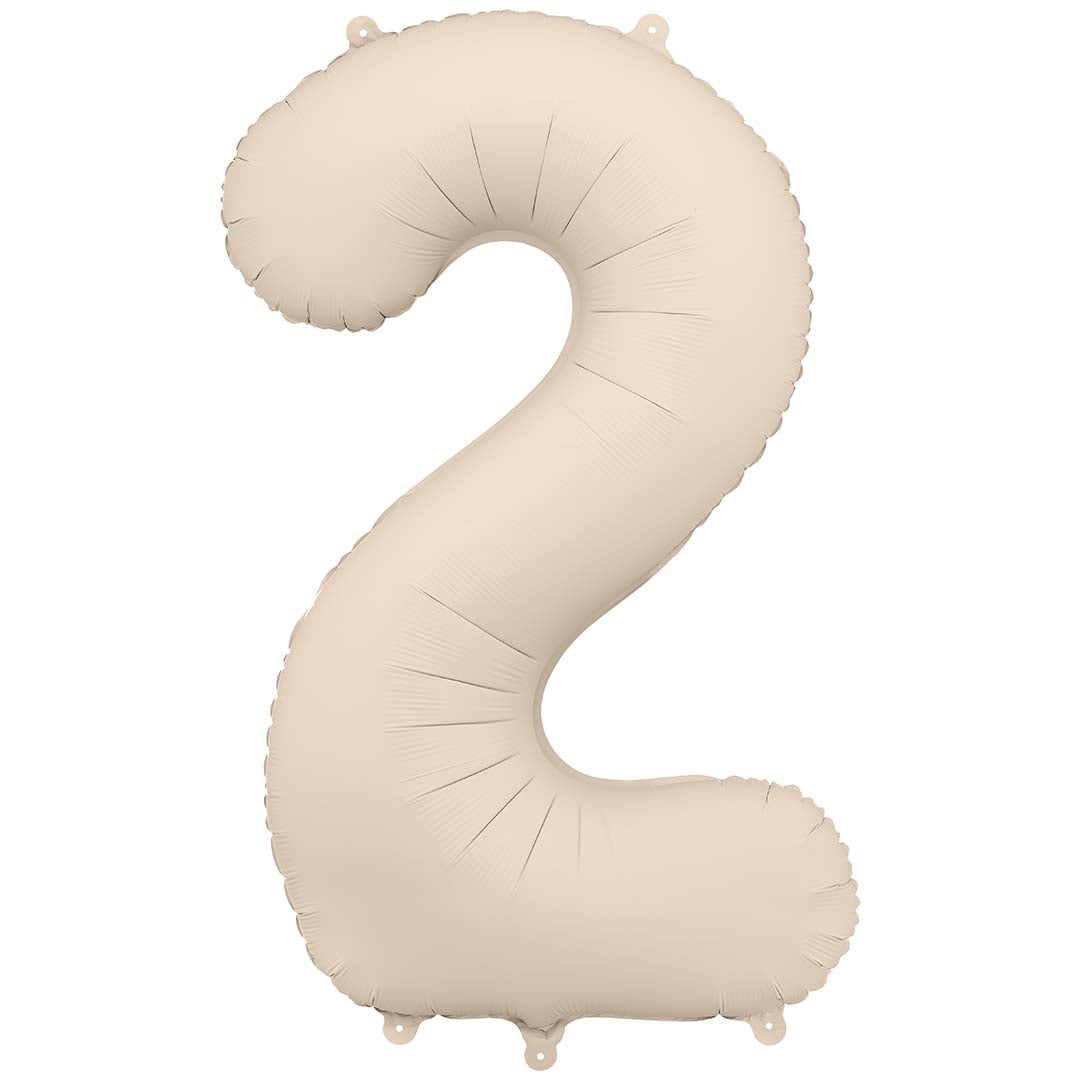 partydeco cijferballon 2 - beige - 86 cm | FB1T-2-013J | 1