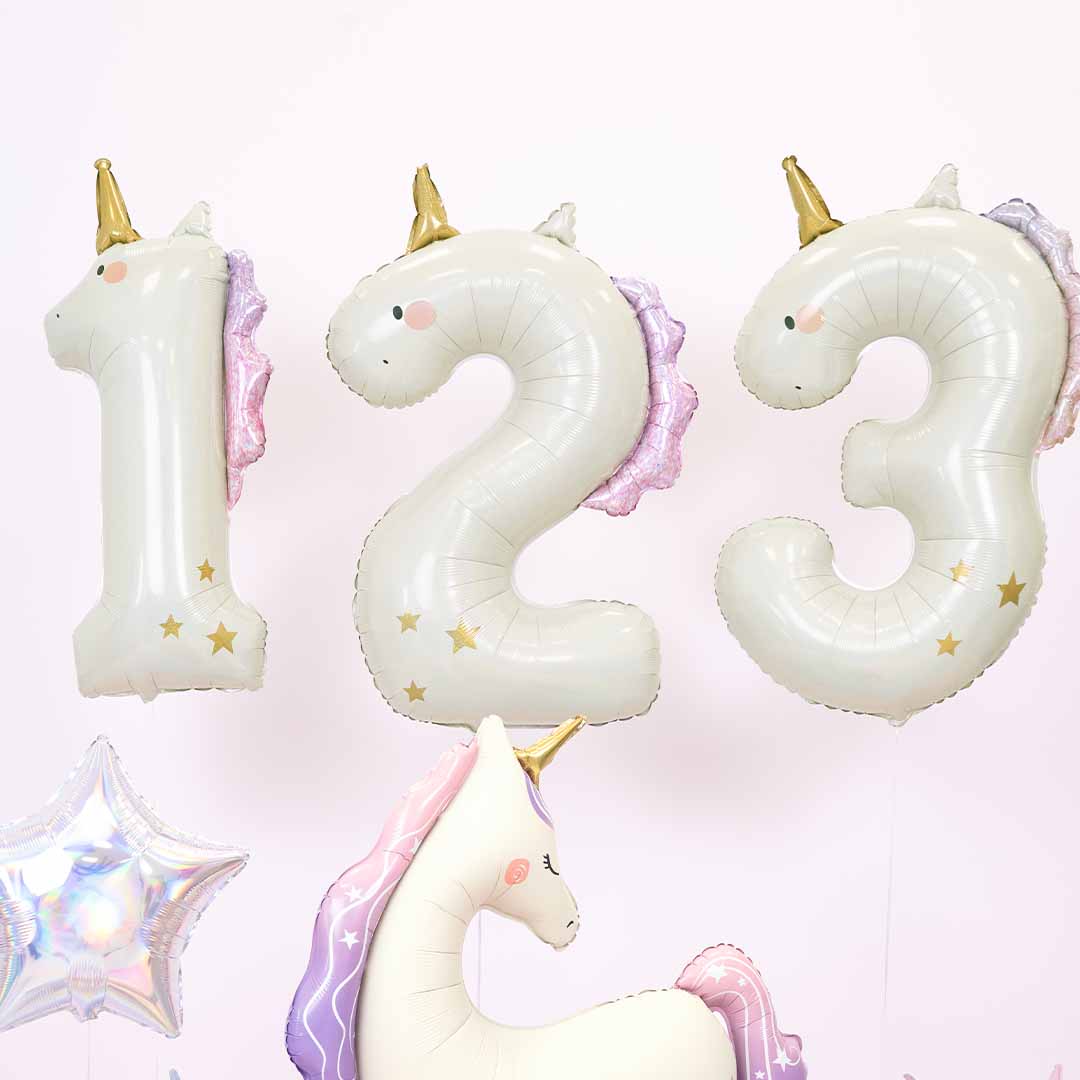 partydeco cijferballon 2 - eenhoorn - 93 cm | FB359-2 | 1