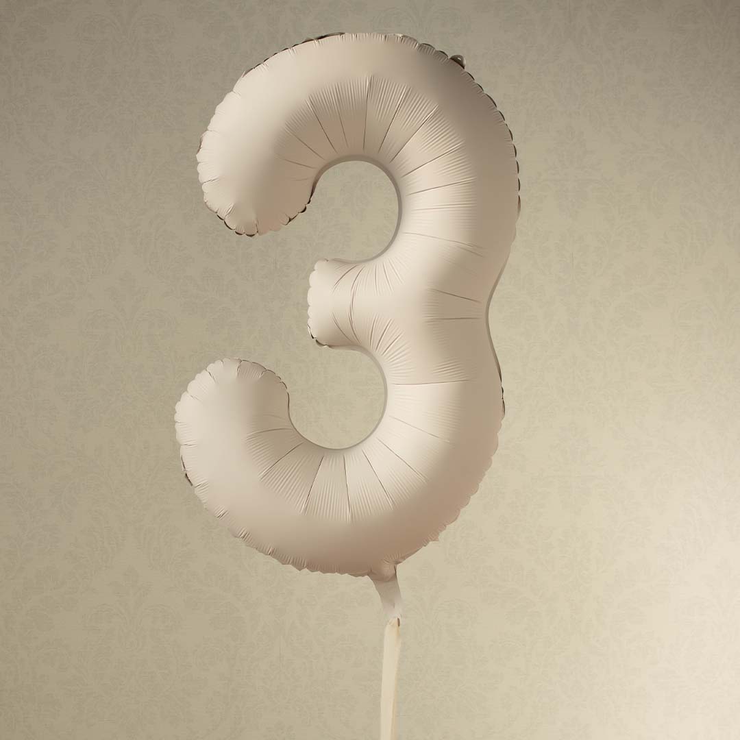 partydeco cijferballon 3 - beige - 86 cm | FB1T-3-013J |  2