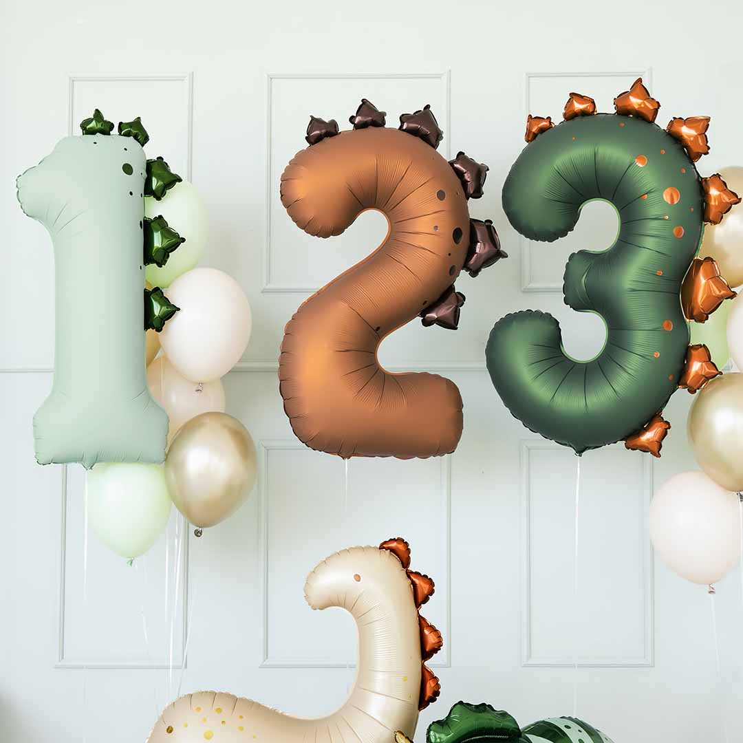 partydeco cijferballon 3 - dinosaurus - 92 cm | FB315-3 | 2