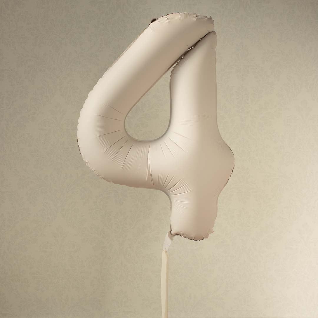 partydeco cijferballon 4 - beige - 86 cm | FB1T-4-013J | 2