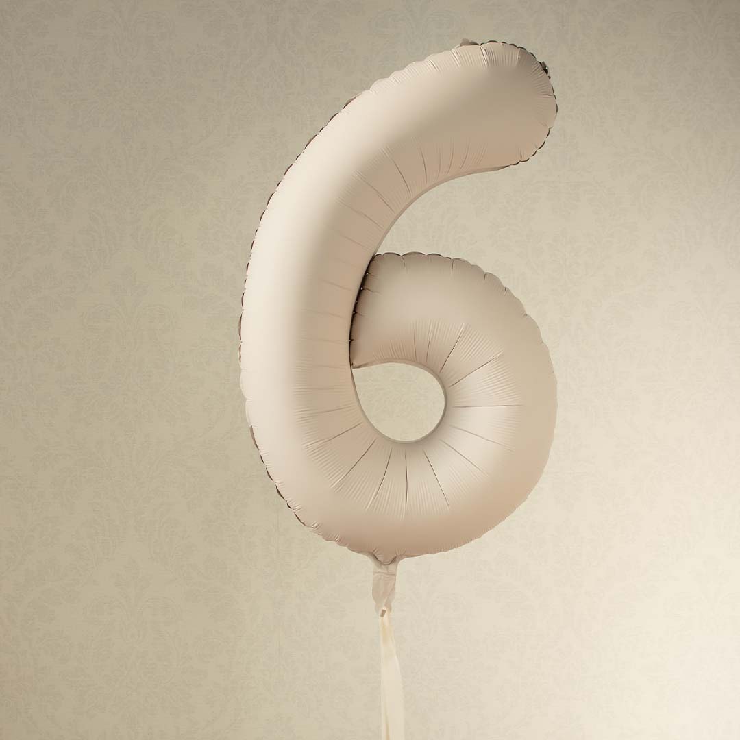 partydeco cijferballon 6 - beige - 86 cm | FB1T-6-013J | 2