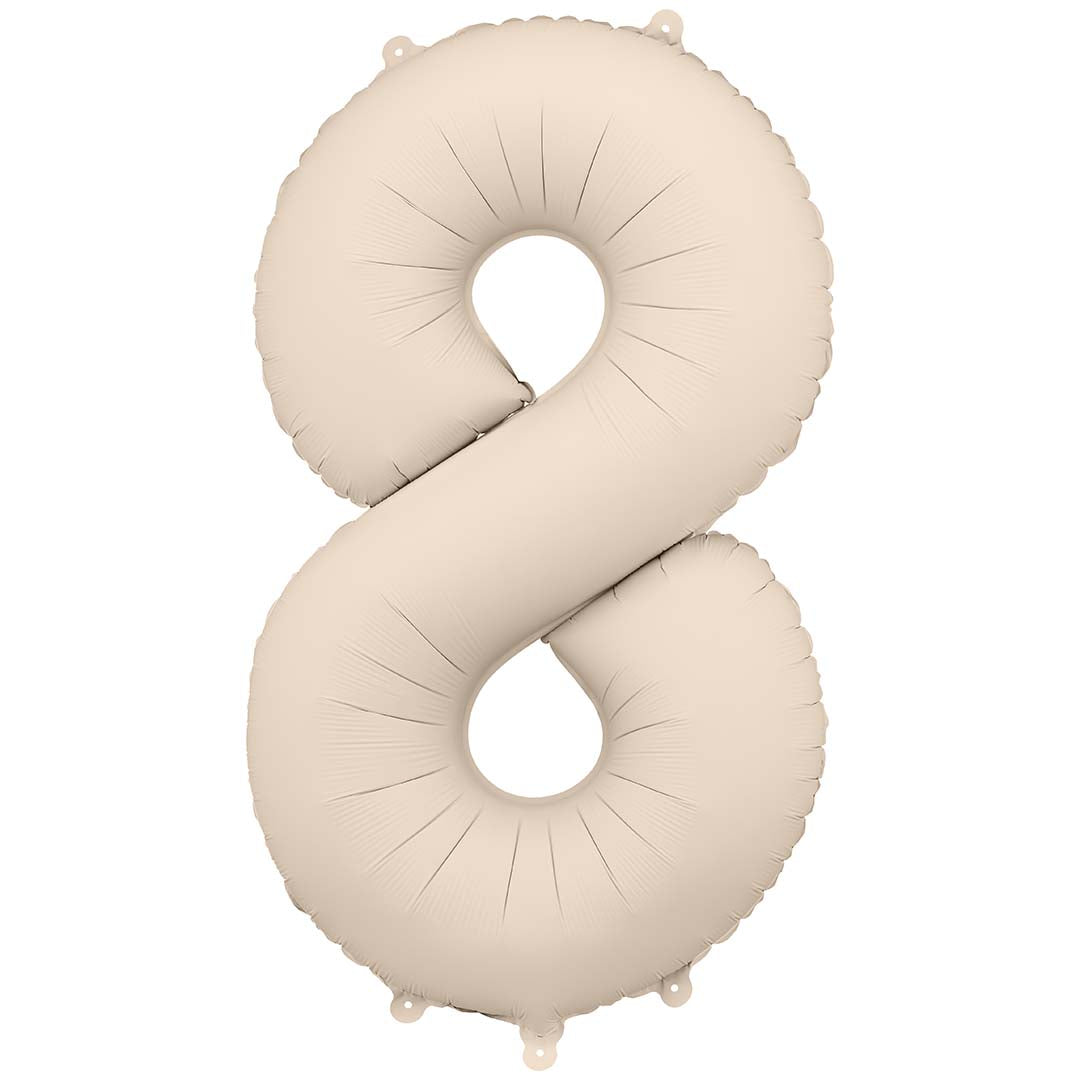 partydeco cijferballon 8 - beige - 86 cm | FB1T-8-013J | 1