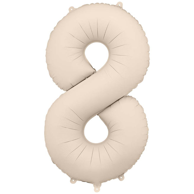 partydeco cijferballon 8 - beige - 86 cm | FB1T-8-013J | 1