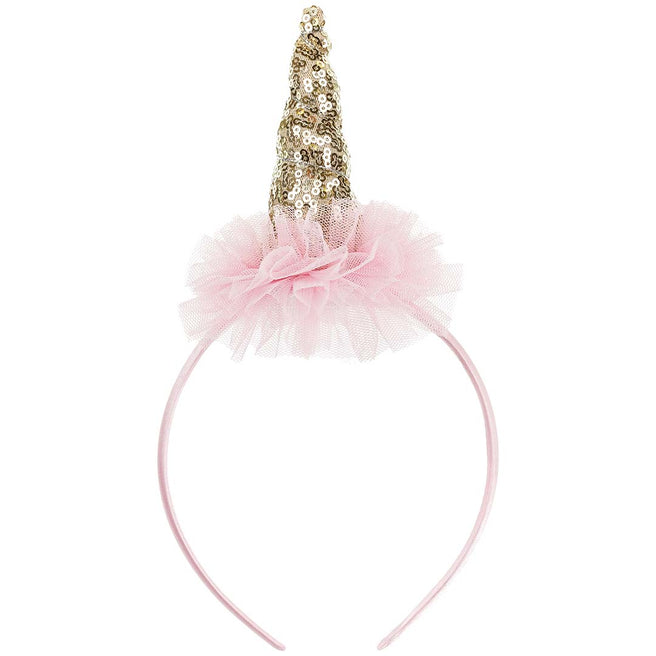 partydeco diadeem eenhoorn - roze ruches | OP46 | 1