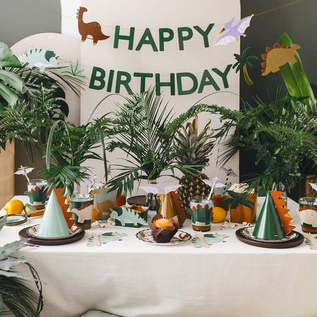 partydeco feesthoedjes - dinosaurus - 6st | CPP30 | 5