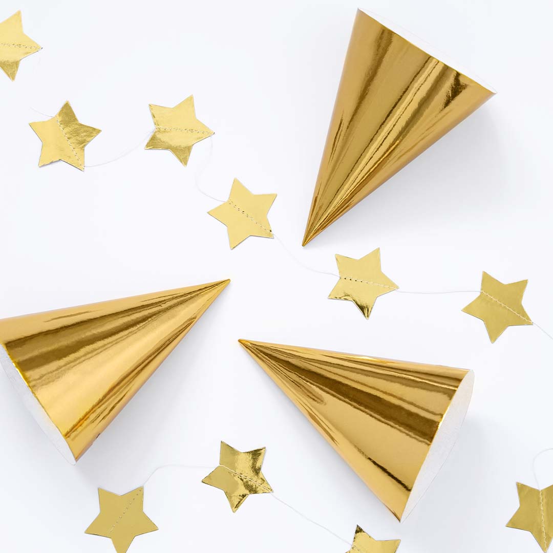 partydeco feesthoedjes - goud - 6st | CZAP6-019M | 2