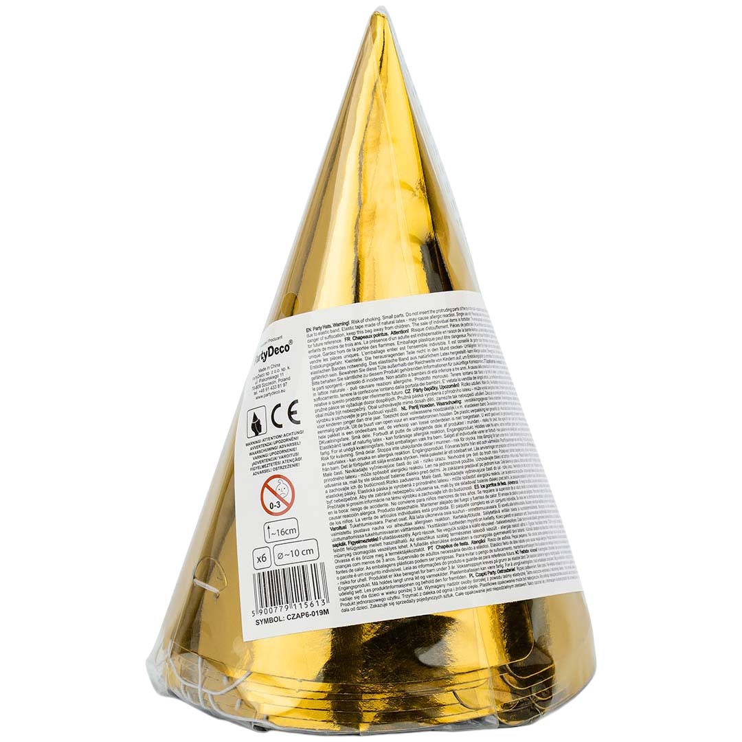 partydeco feesthoedjes - goud - 6st | CZAP6-019M | 3