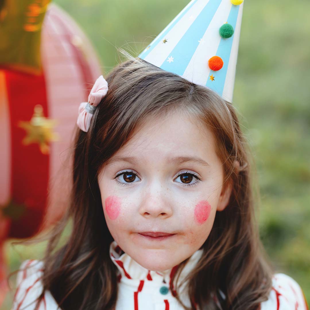 partydeco feesthoedjes - pompoms - 6st | CPP34 | 6