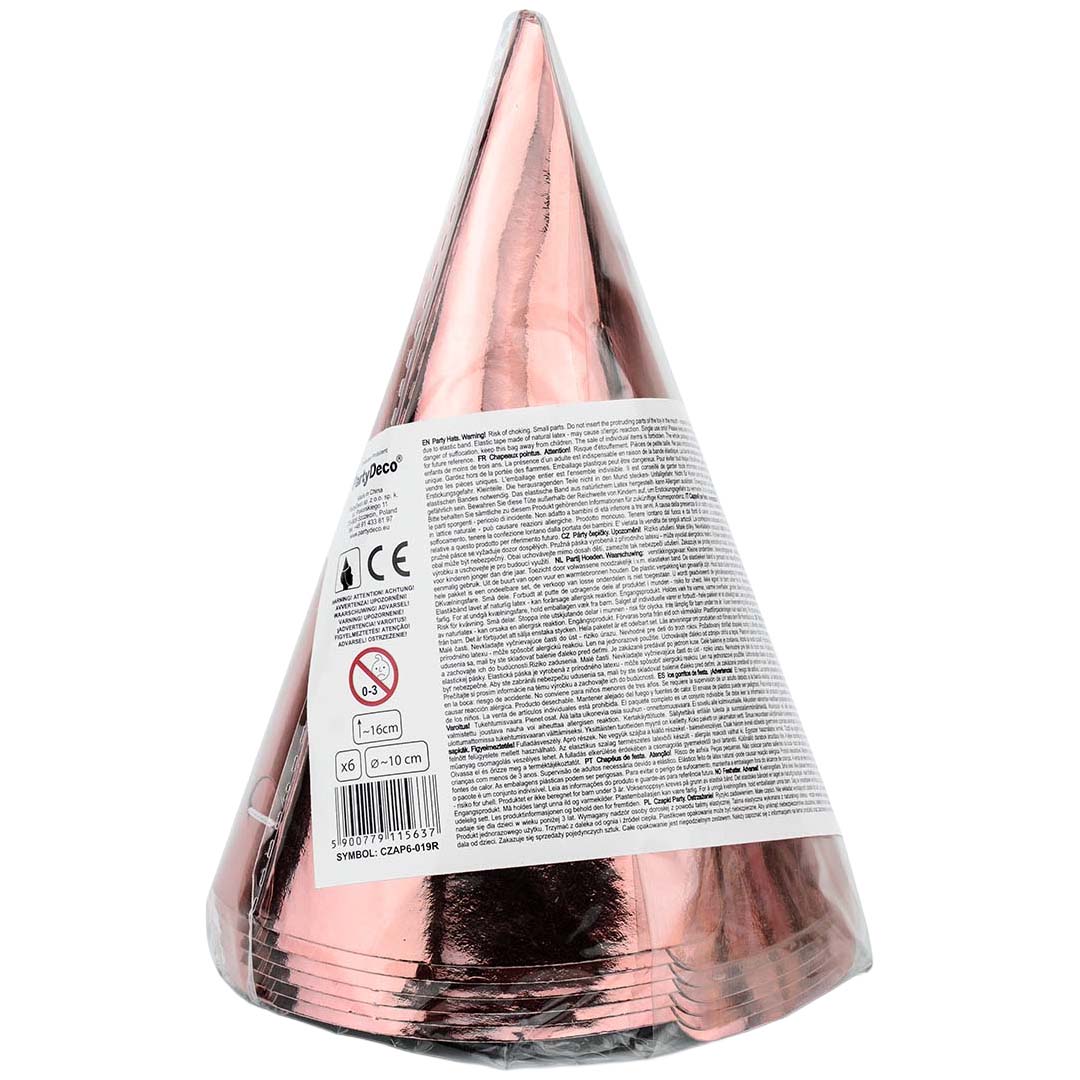 partydeco feesthoedjes - rose goud - 6st |  CZAP6-019R | 4