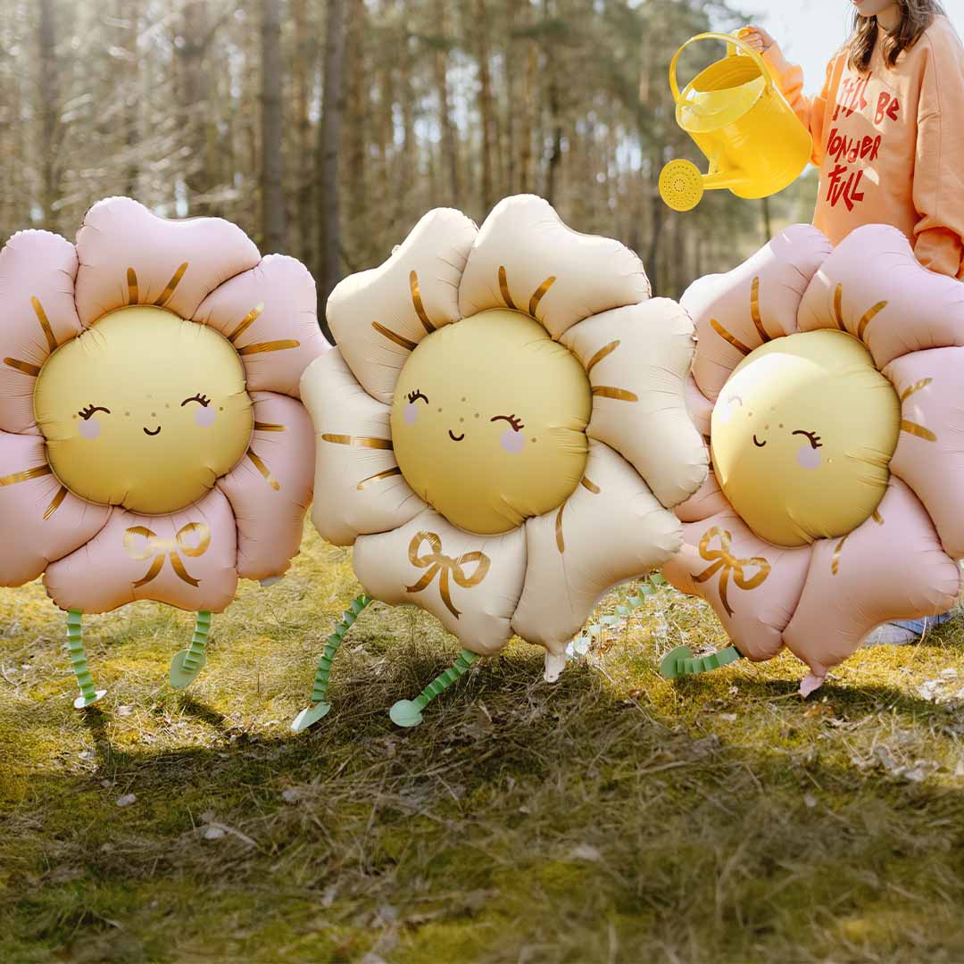 partydeco folieballon bloem - beige - 104 cm | FB273-013J | 2