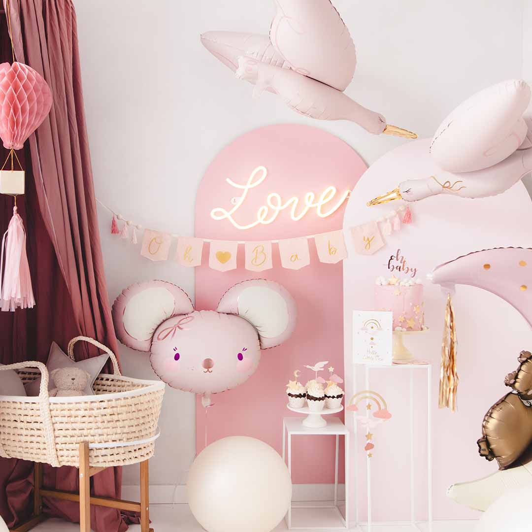 partydeco folieballon muis - lichtroze - 96 cm | FB190 | 2