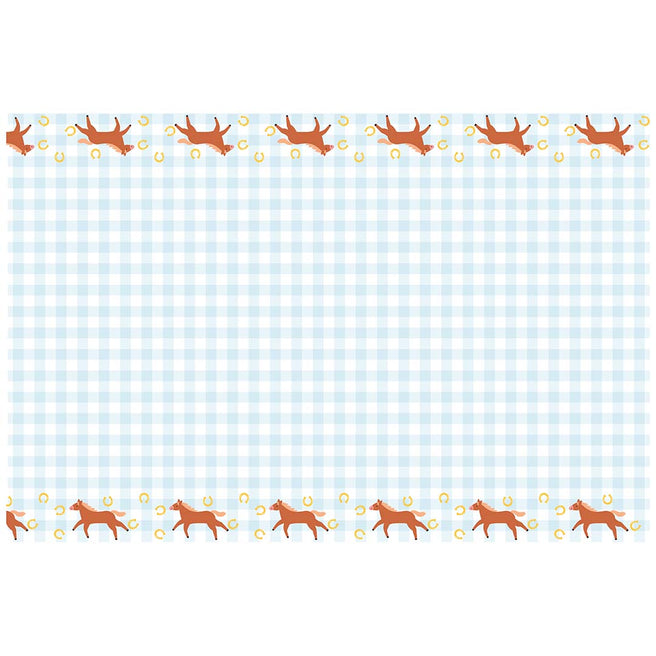partydeco papieren tafelkleed - ruitjes en paarden | OBP3 | 2