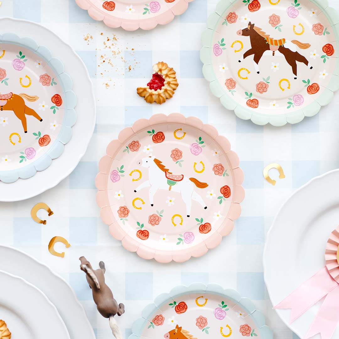 partydeco papieren tafelkleed - ruitjes en paarden | OBP3 | 4