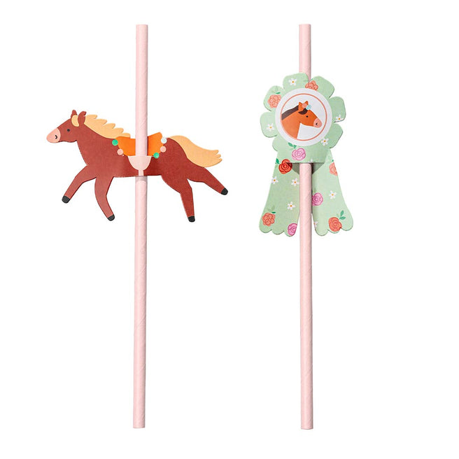 partydeco rietjes - paarden - 6st | NSL2 | 1