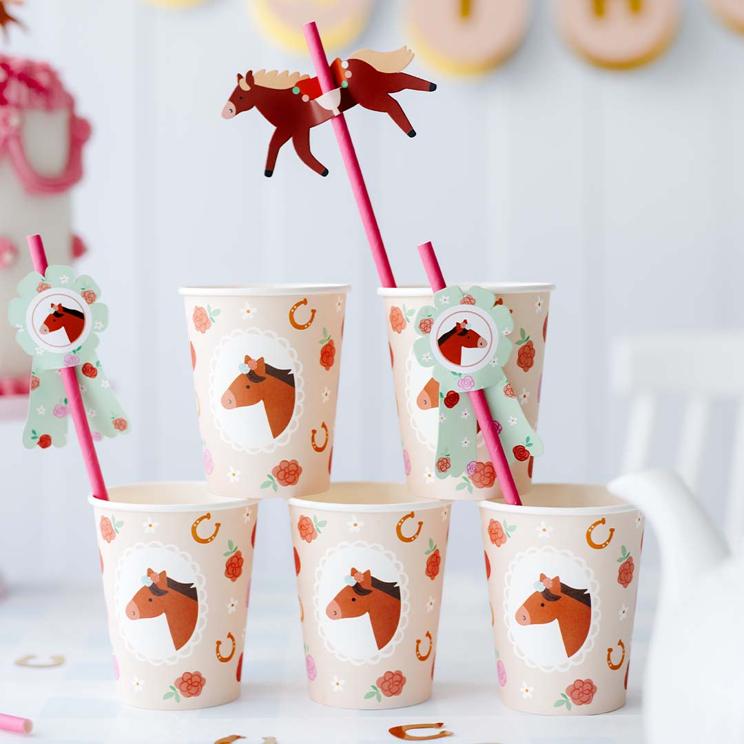 partydeco rietjes - paarden - 6st | NSL2 | 2