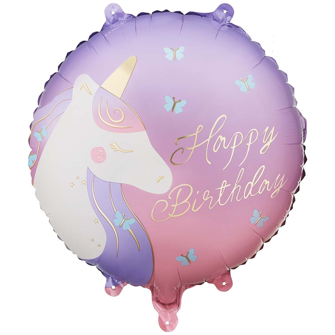 partydeco ronde folieballon eenhoorn - 35 cm | FB354 | 1