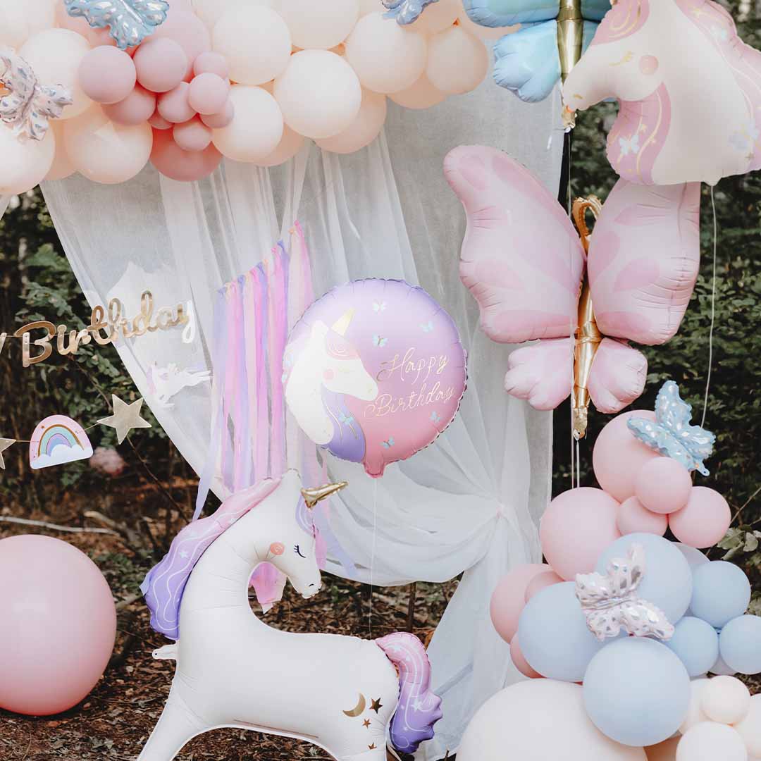 partydeco ronde folieballon eenhoorn - 35 cm | FB354 | 2