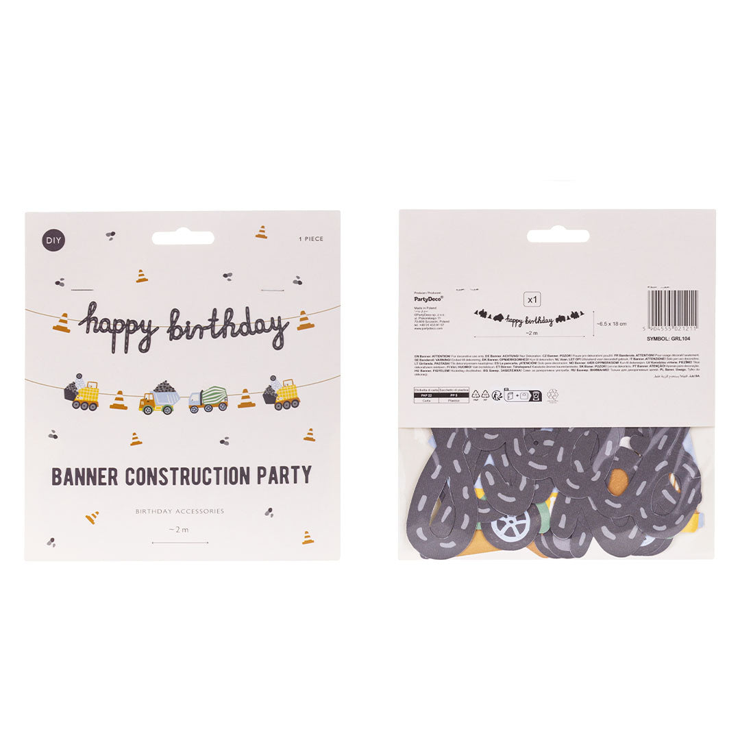 partydeco slinger happy birthday - bouwvoertuigen | GRL104 | 4