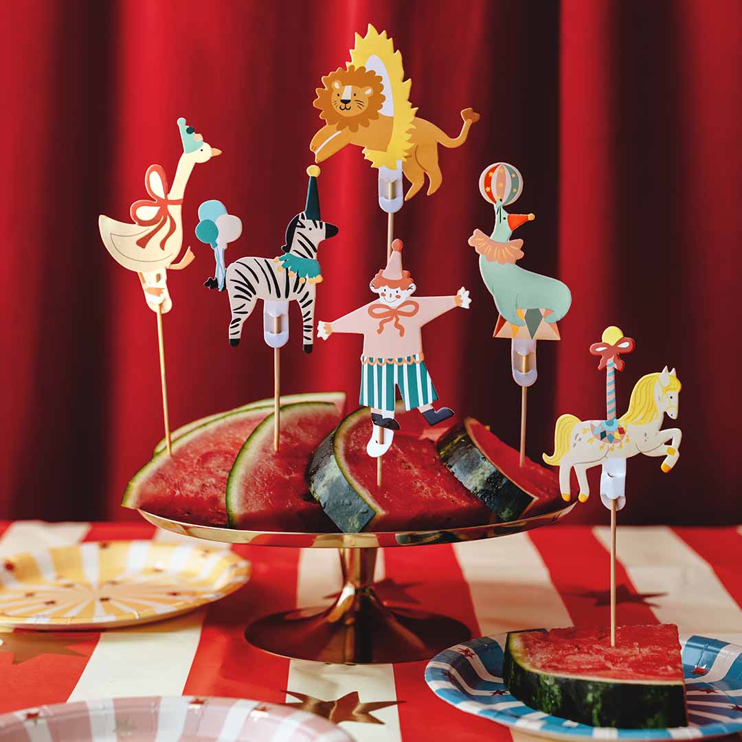 partydeco taartversiering - circus - 6st | KPM39 | 2