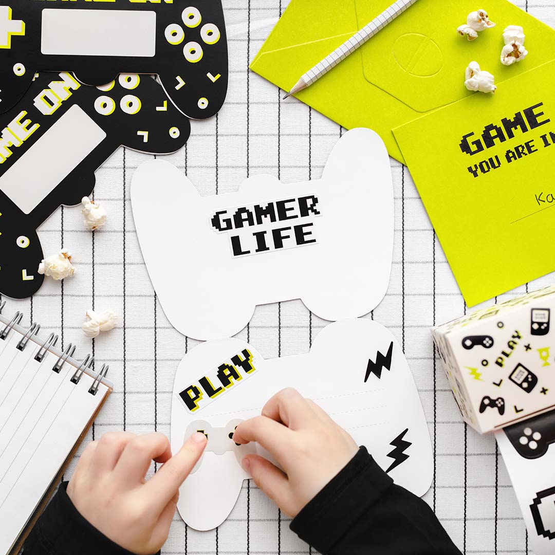 partydeco verjaardagsuitnodigingen - gamepad - 6st | ZPP4 |3