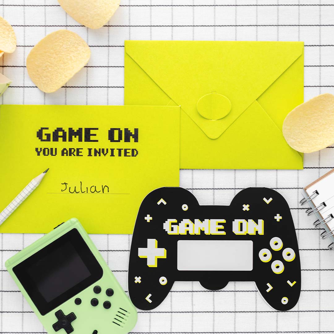 partydeco verjaardagsuitnodigingen - gamepad - 6st | ZPP4 |4