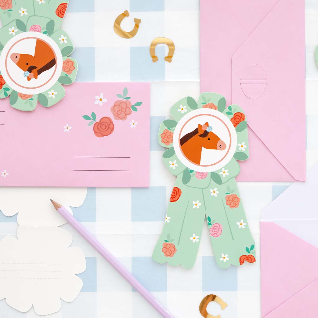 partydeco verjaardagsuitnodigingen - paard - 6st | ZPP5 | 3