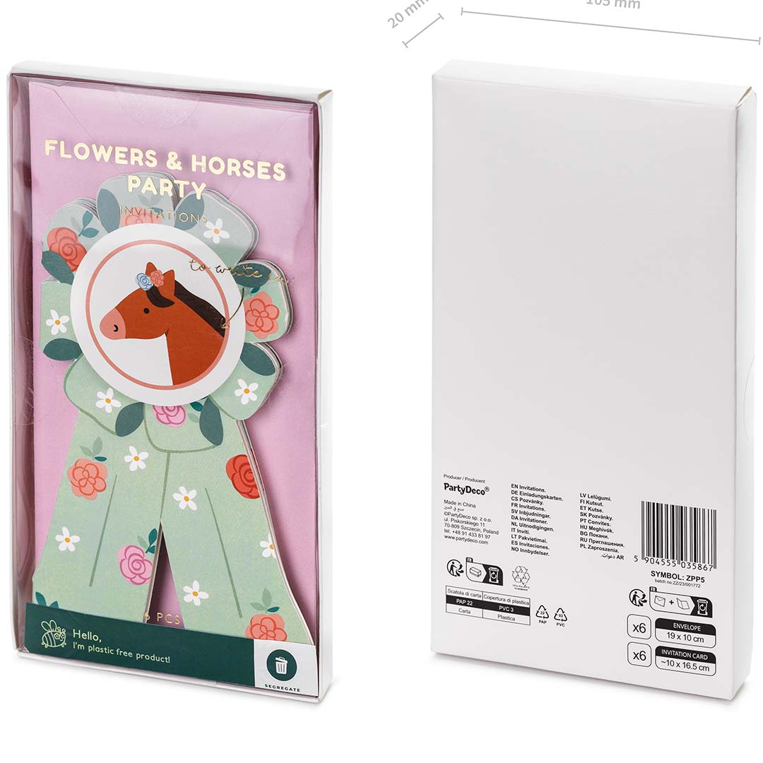 partydeco verjaardagsuitnodigingen - paard - 6st | ZPP5 | 4