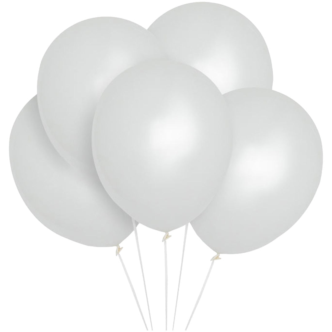 partydeco ballonnen metallic - wit - 30 cm - 10st |  ECO30M-008-10 | 2