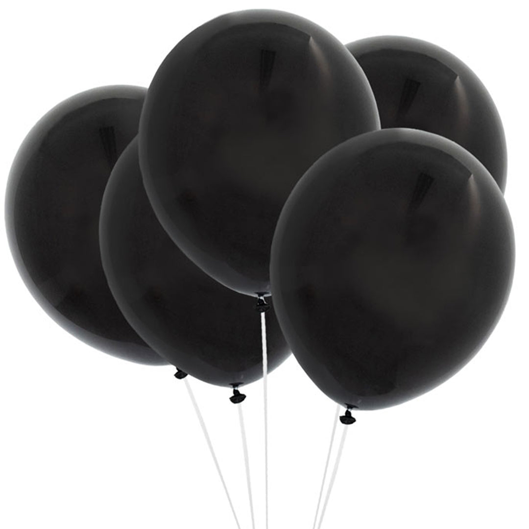 partydeco ballonnen metallic - zwart - 30 cm - 10st
