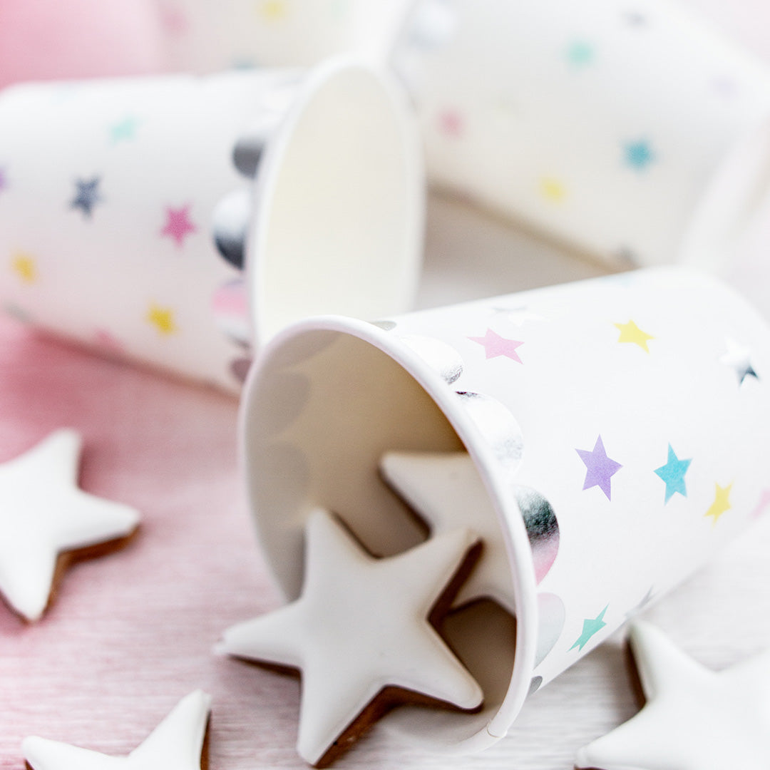 partydeco bekers - eenhoorn sterretjes - 6st | KPP14-EU1 | 2