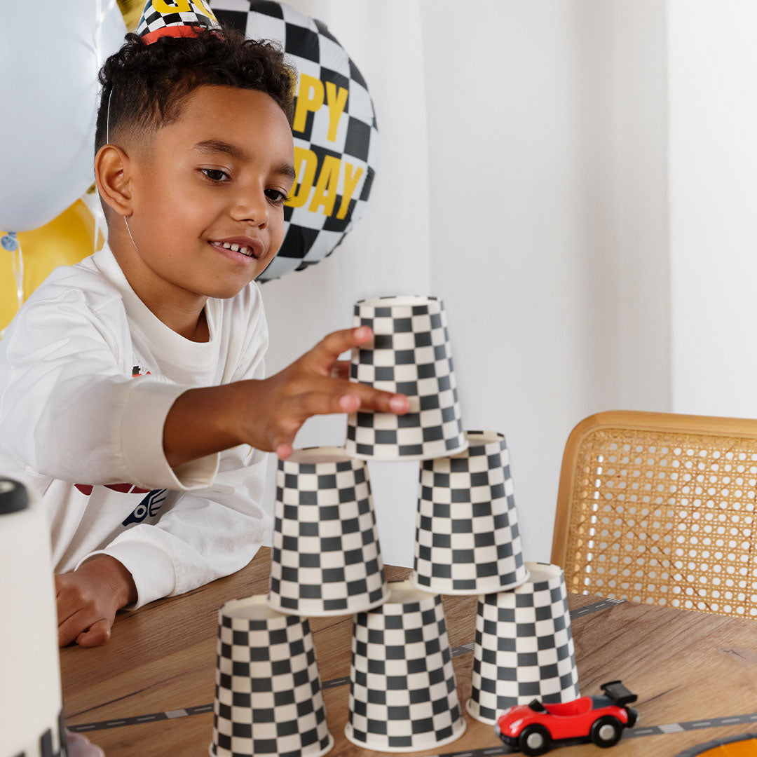 partydeco bekers - geruit - 6st | KPP74-EU1 | 2