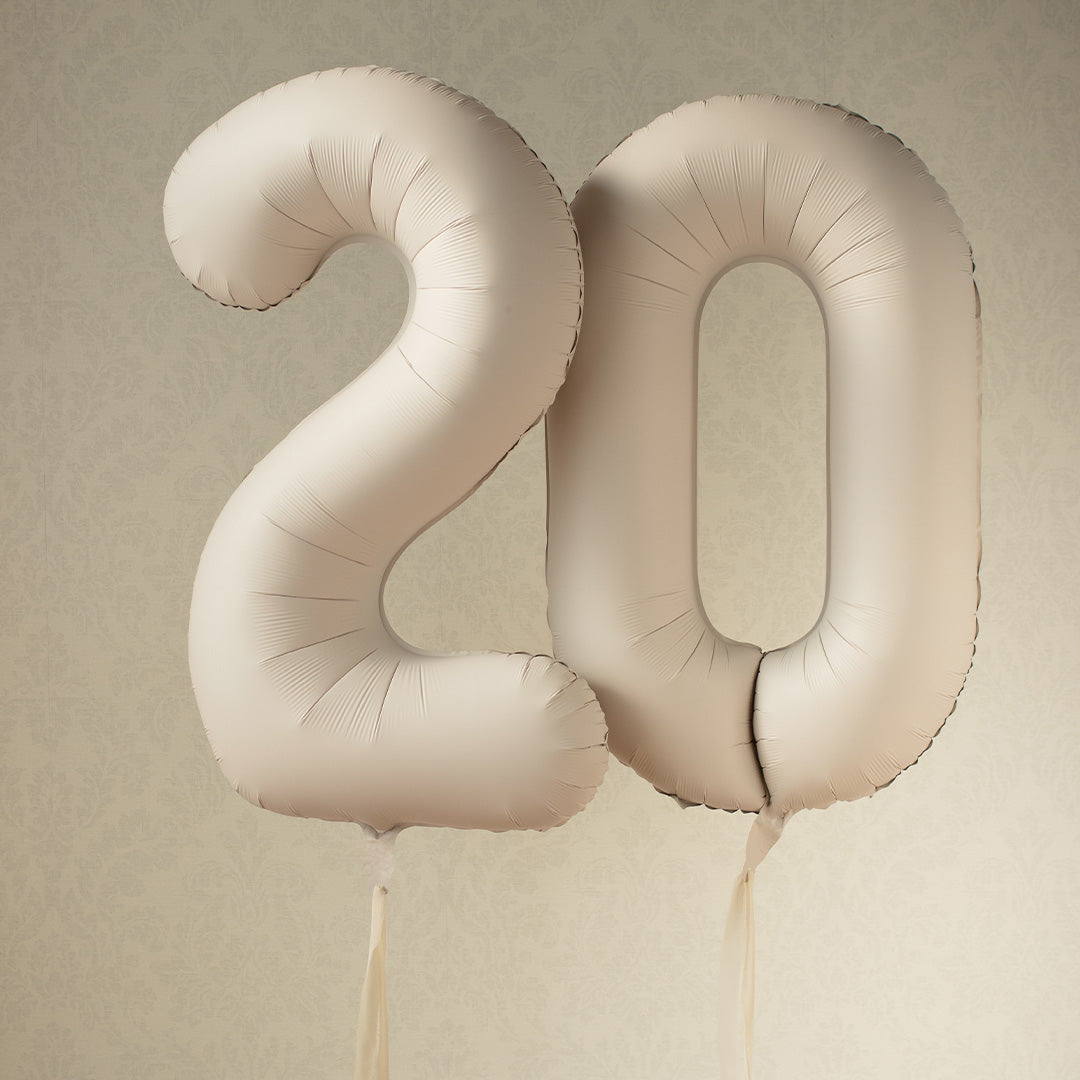 partydeco cijferballon 0 - beige - 86 cm | FB1T-0-013J | 2