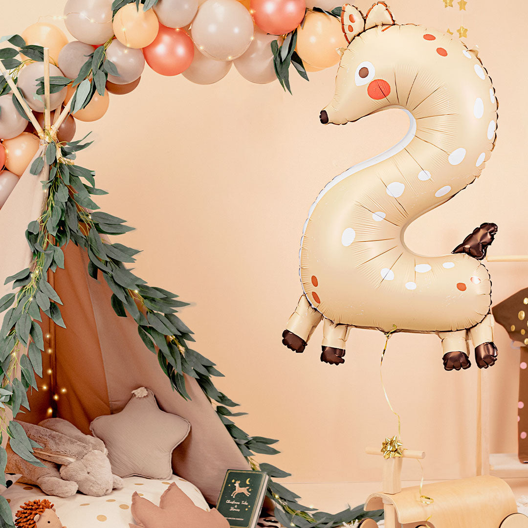 partydeco cijferballon 2 - ree - 102 cm | FB163-2 | 3