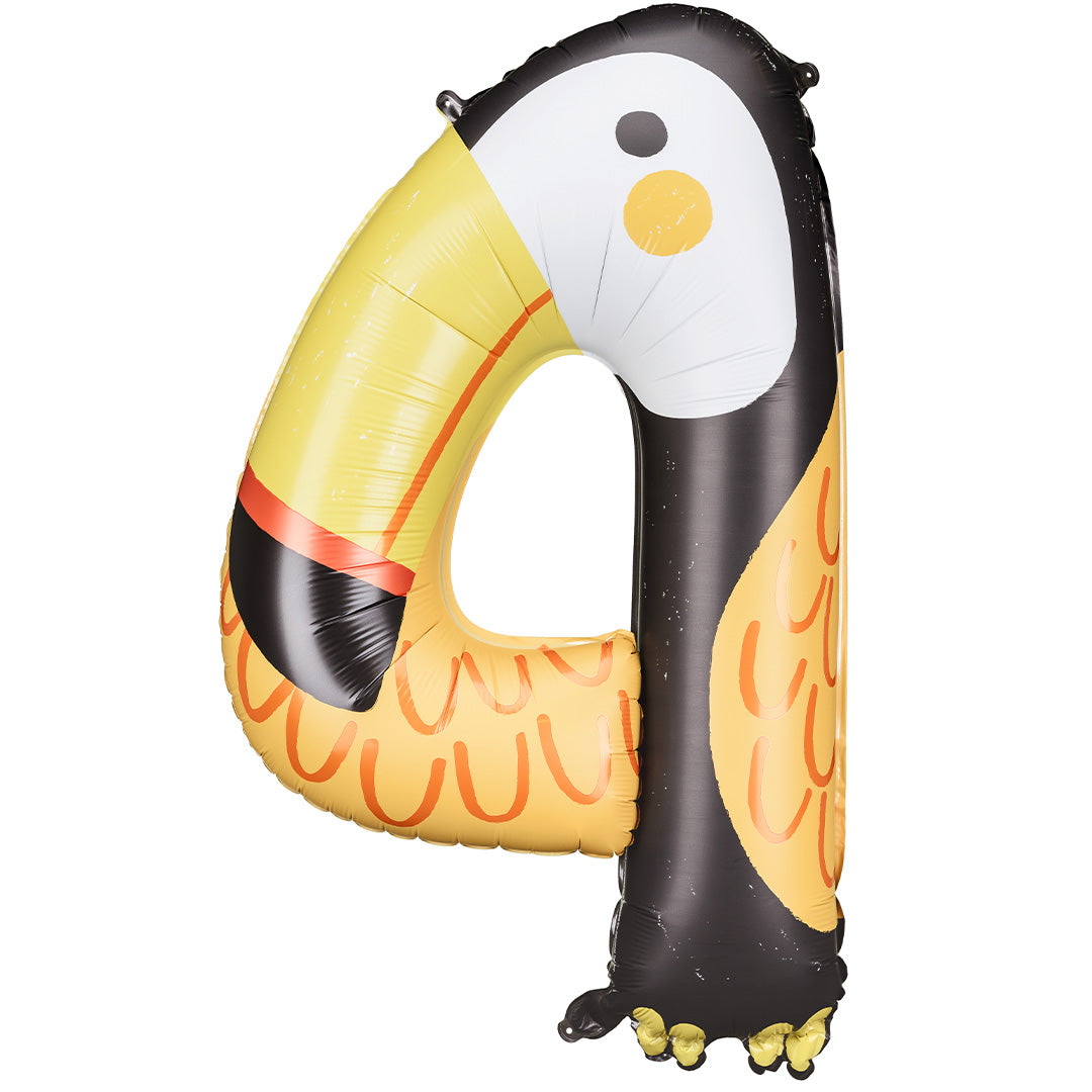 partydeco cijferballon 4 - toekan - 91 cm | FB163-4 | 