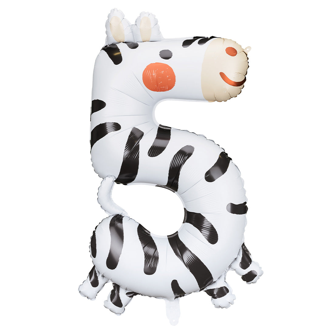 partydeco cijferballon 5 - zebra - 98 cm | FB163-5