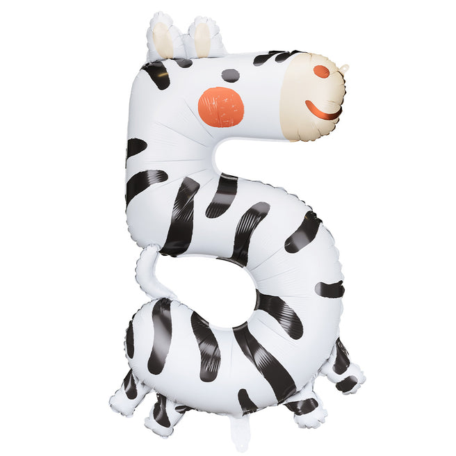 partydeco cijferballon 5 - zebra - 98 cm | FB163-5