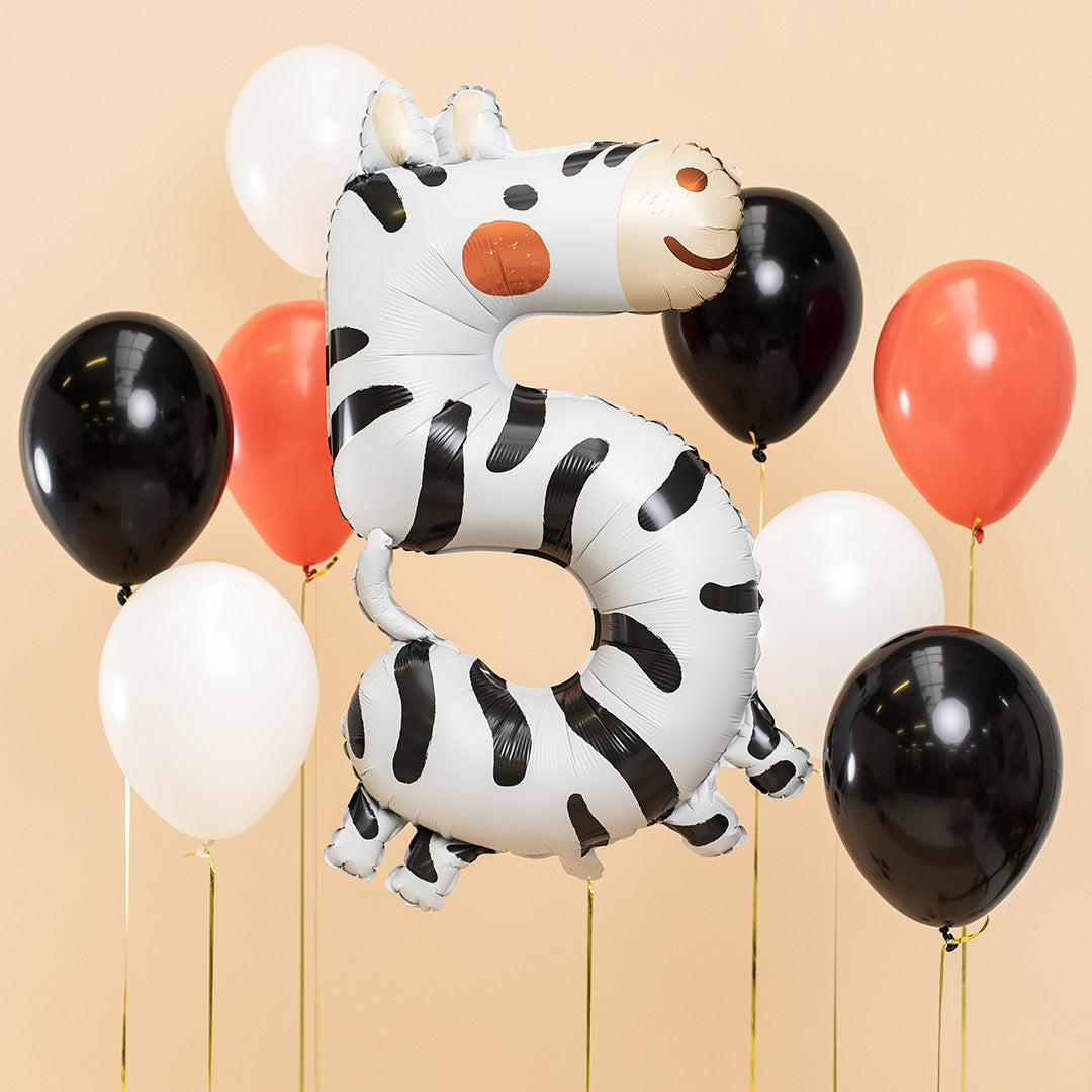 partydeco cijferballon 5 - zebra - 98 cm | FB163-5 | 2